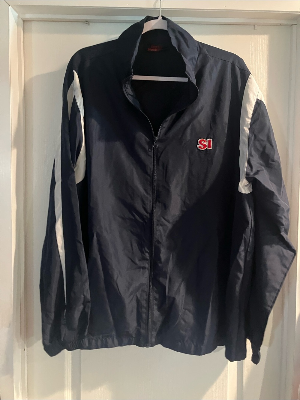Men's Navy and White Lightweight Zip Windbreaker Jacket